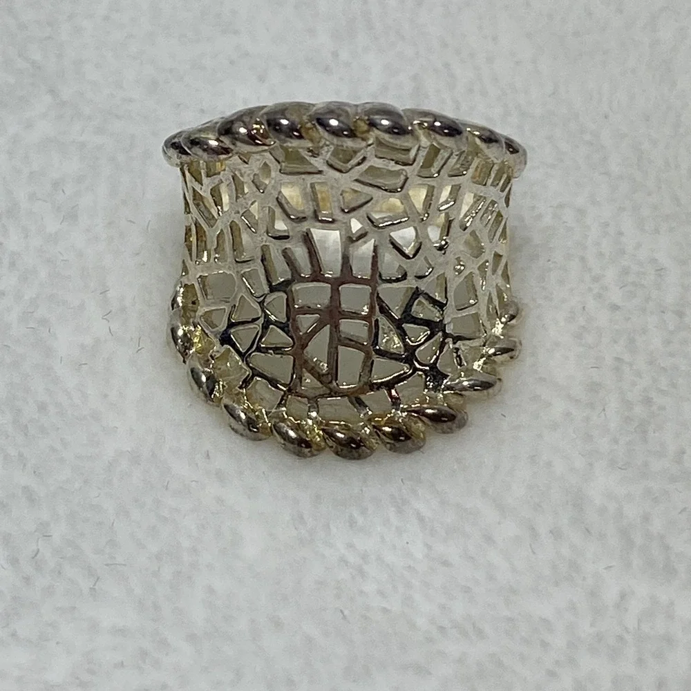 Sterling Silver‎ Filigree Open Weave Geometric Ring Statement Ring Size 7